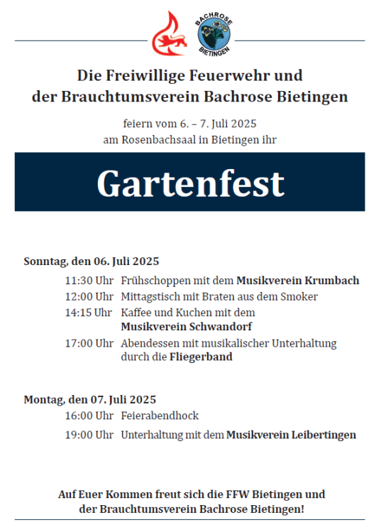 Gartenfest Feuerwehr Sauldorf Abt. Bietingen