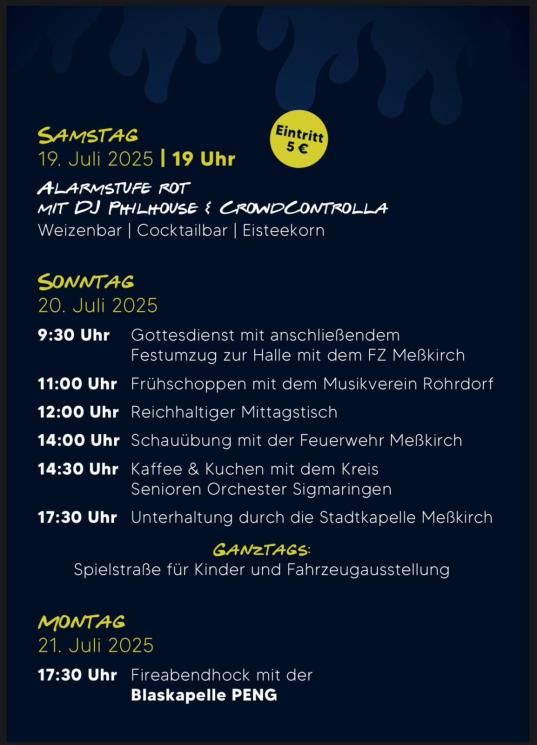 Jubiläum Feuerwehr Meßkirch Abt. Rohrdorf 